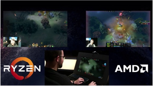 Person using computer. "AMD" and "Ryzen" are highlighted.