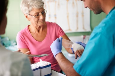 Healthcare older woman at doctors