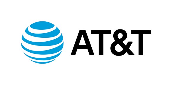 AT&T globe logo with AT&T printed next to it.