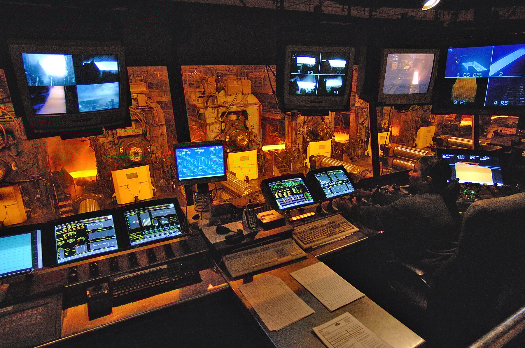 Steel mill control room.