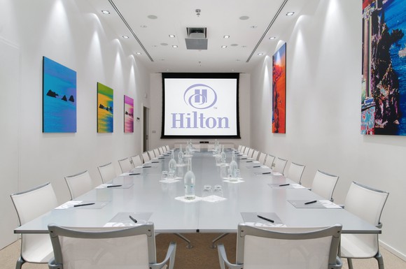Meeting room at a Hilton property.