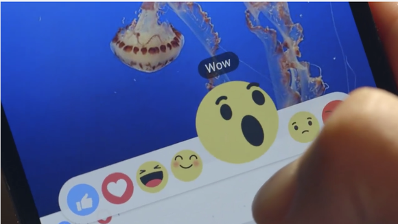 A Facebook user clicking on a reaction to a post. 