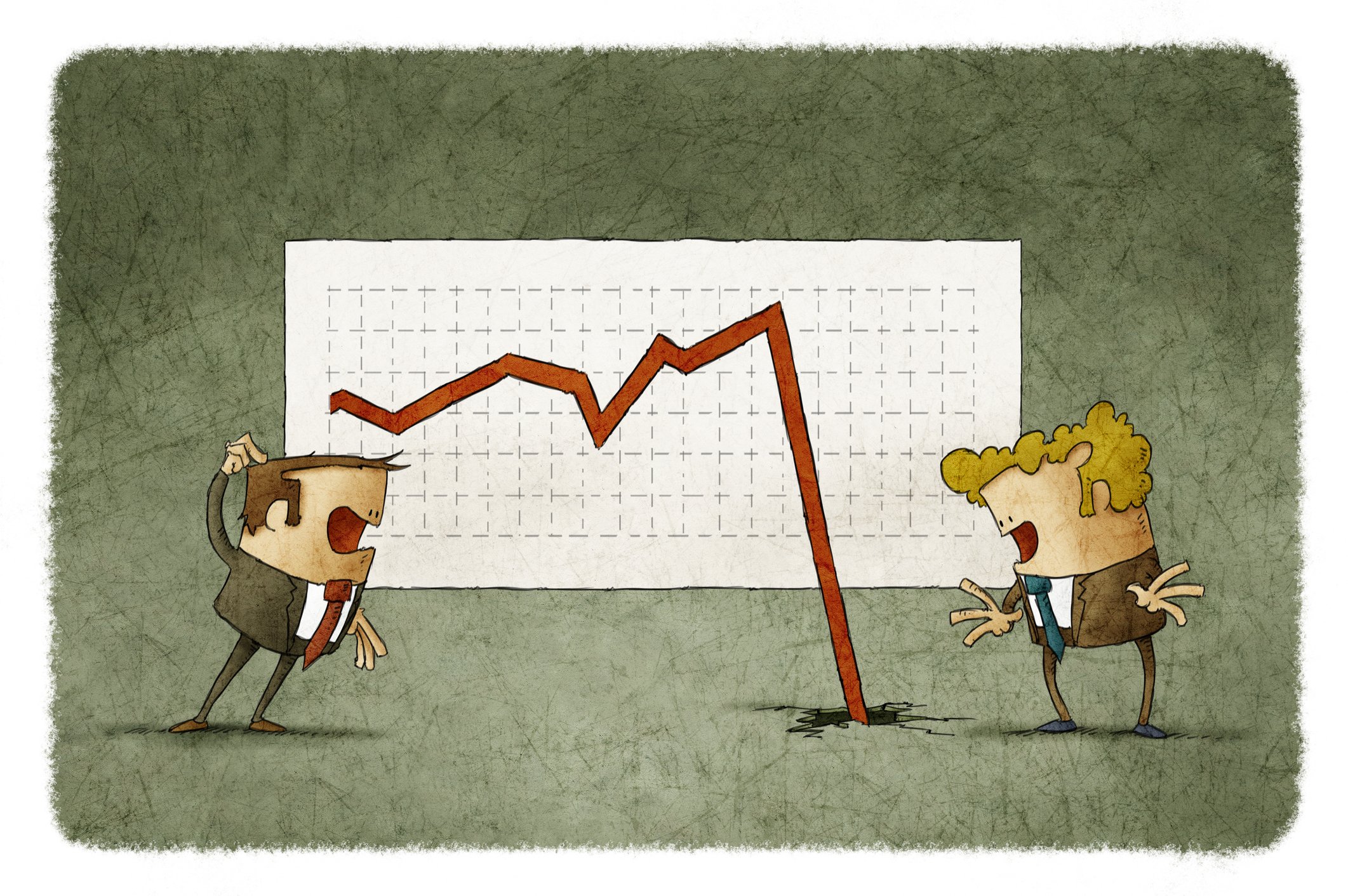 Stock chart falling through floor.