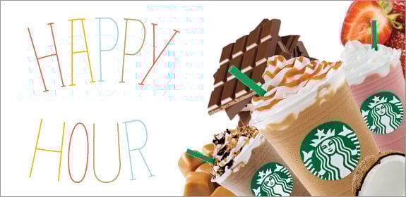 Starbucks Frappuccino Happy Hour promotional image. 