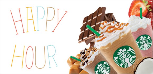 Starbucks Frappuccino Happy Hour promotional image. 
