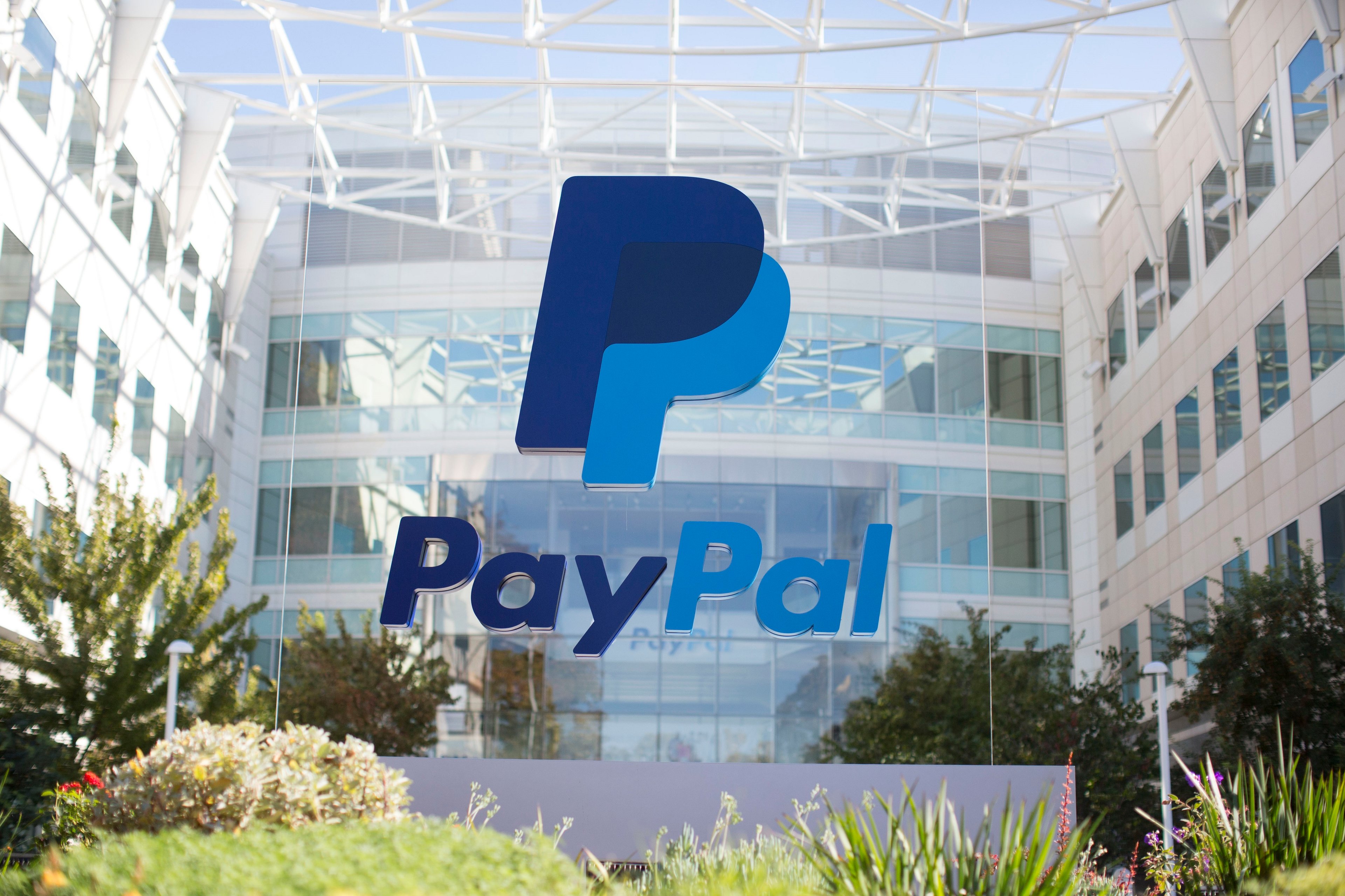 PayPal logo on building. 