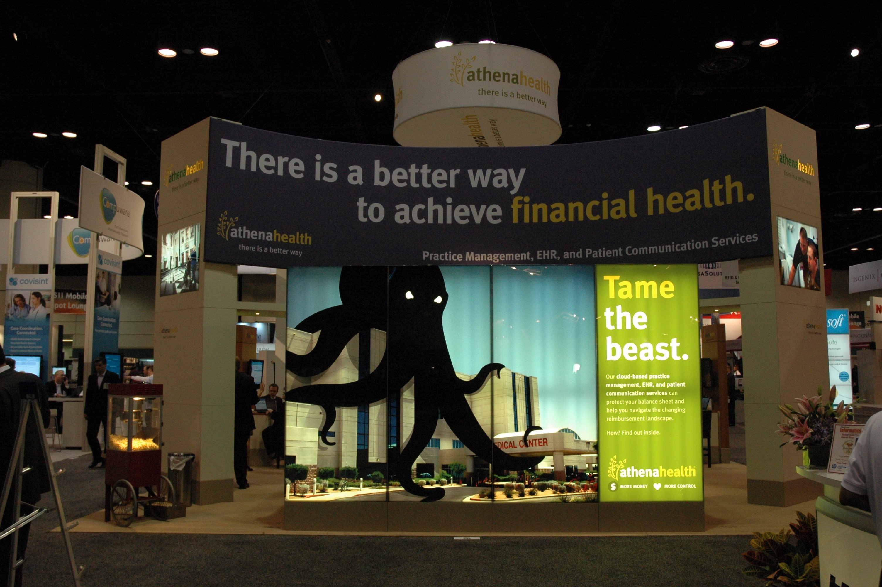 Industry conference booth from Athenahealth.