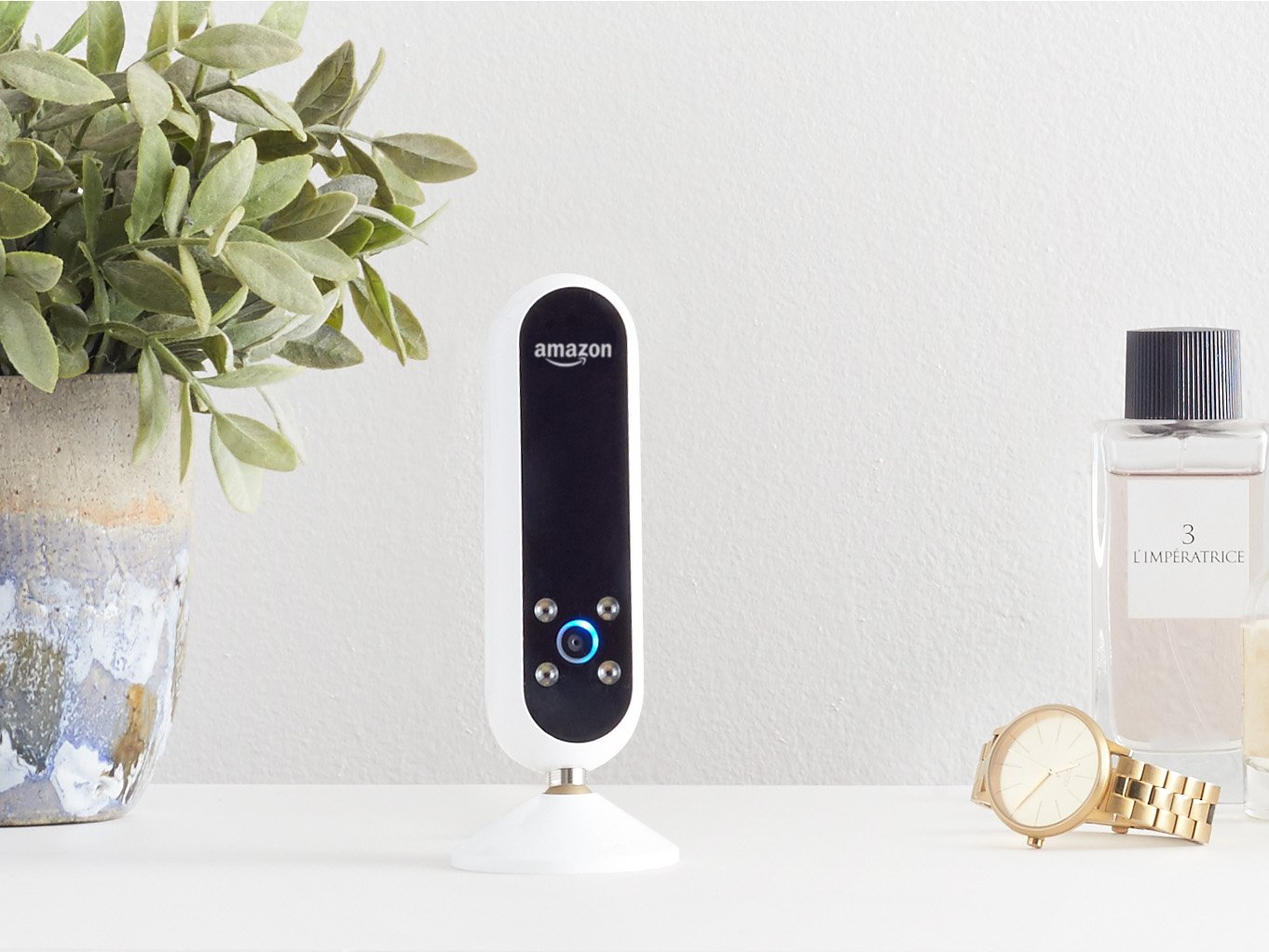 Amazon Echo look on shelf.