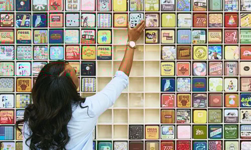 Woman selecting a Fossil watch