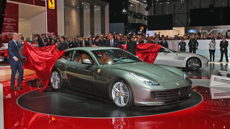 Ferrari GTC4Lusso being unveiled in Geneva