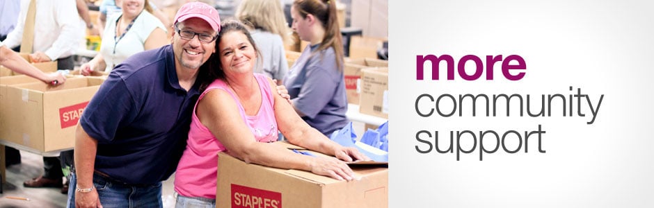 A couple with some Staples boxes