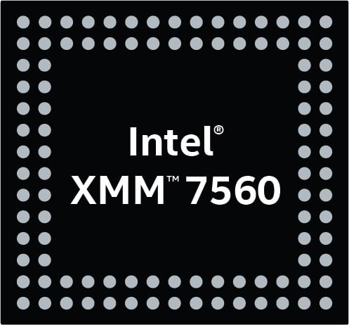 A logo depicting Intel's upcoming XMM 7560 modem. 