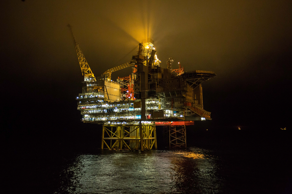 Oil platform at night