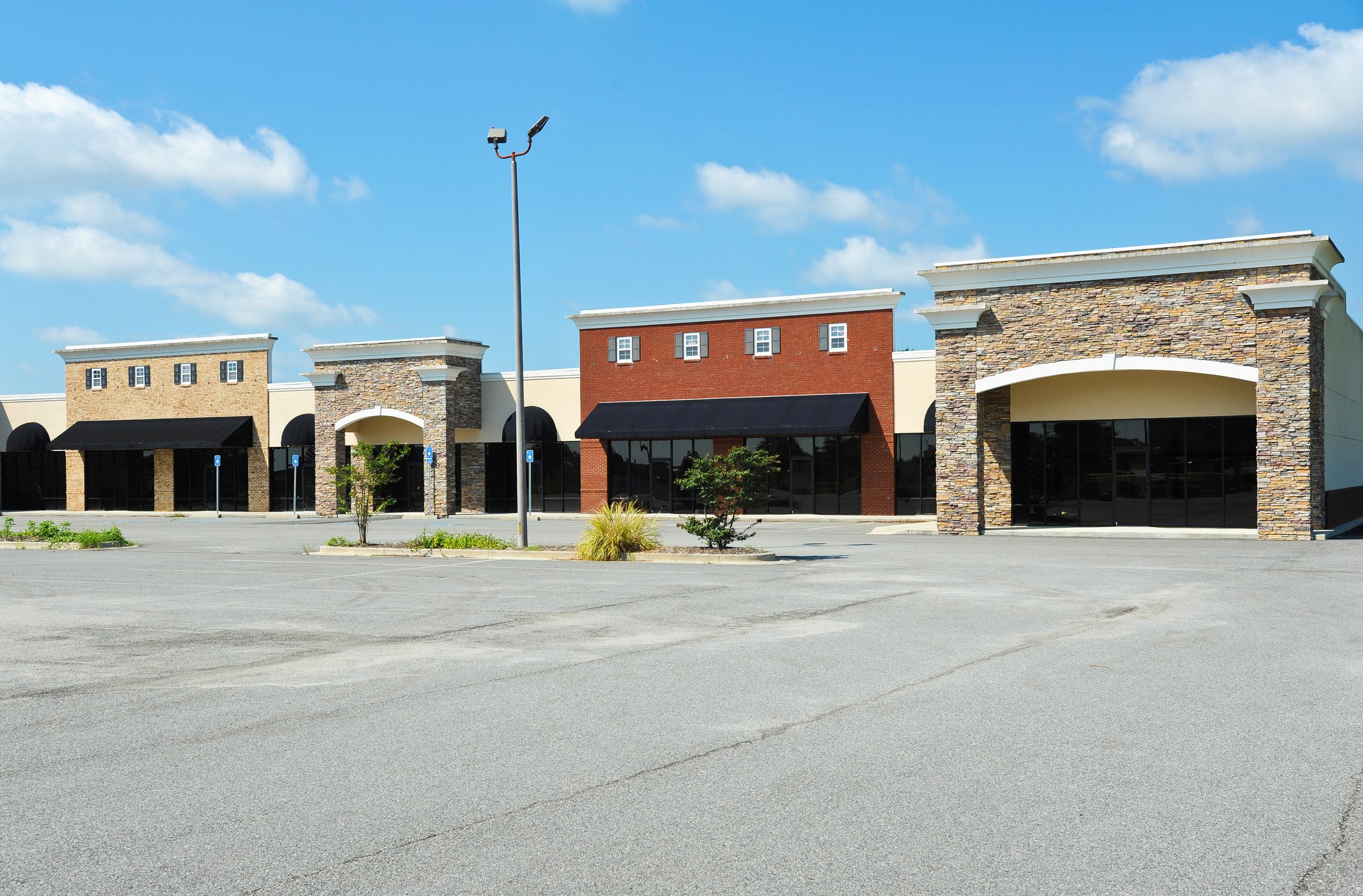 An empty mall parking lot.