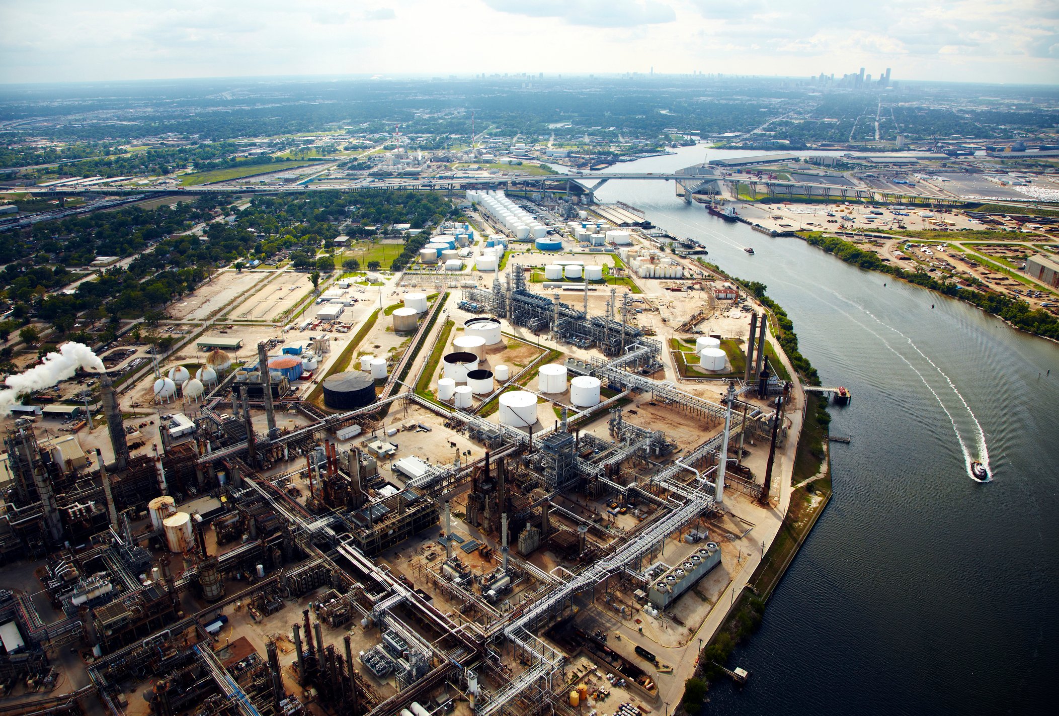 Aerial view of an oil refinery