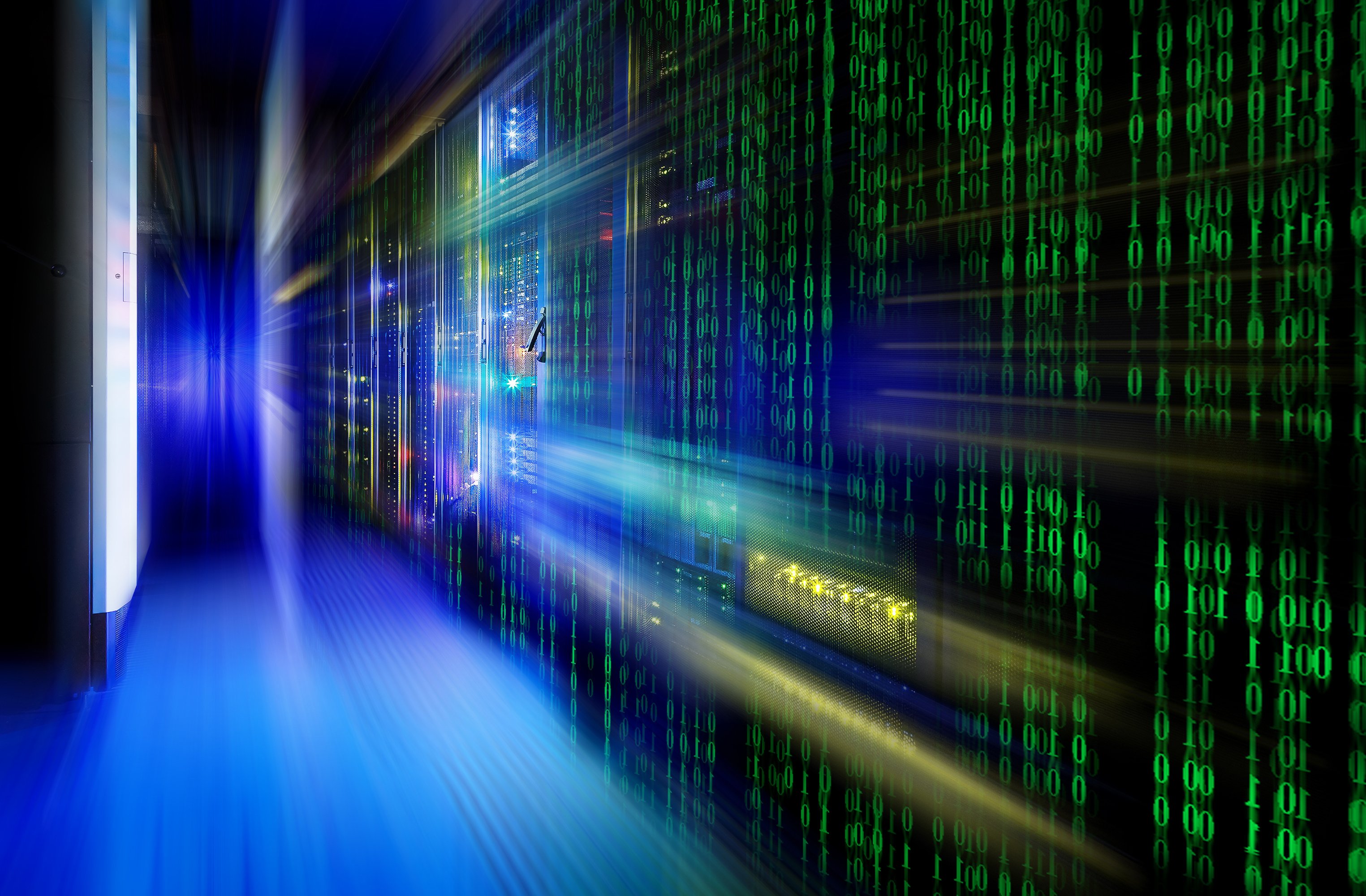 Server room with high-speed networking equipment