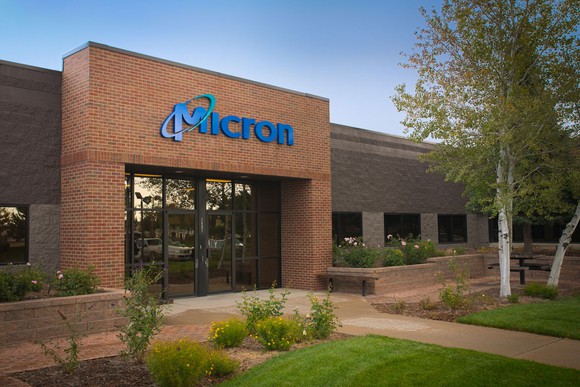 An exterior view of memory chip giant Micron Technologies' offices in California.