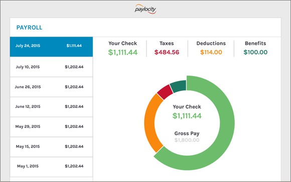 Image of Paylocity payroll interface