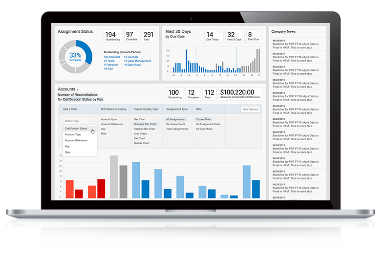 Computer screen showing BlackLine monthly reconciliations schedule.