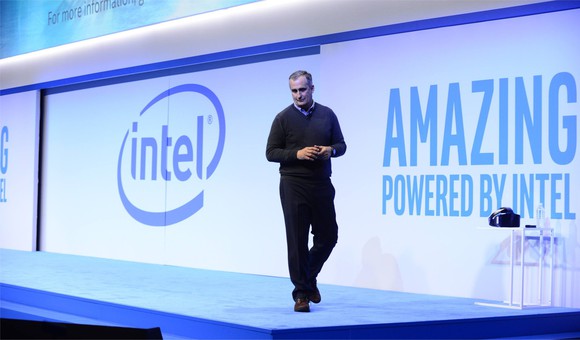 Intel CEO Brian Krzanich speaks on stage.