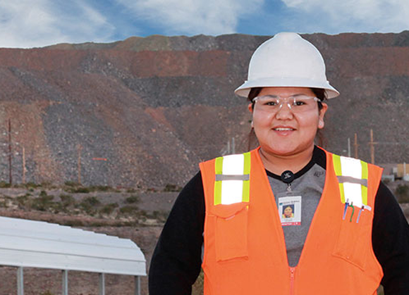 A female Freeport-McMoRan employee at work