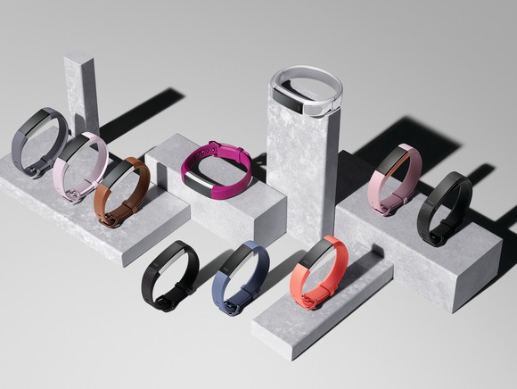 An assortment of Fitbit Alta HR bands on display.