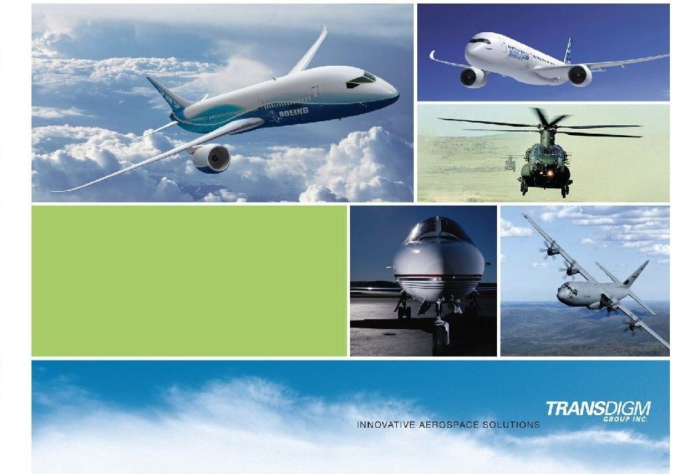 TransDigm annual report cover with business segments.