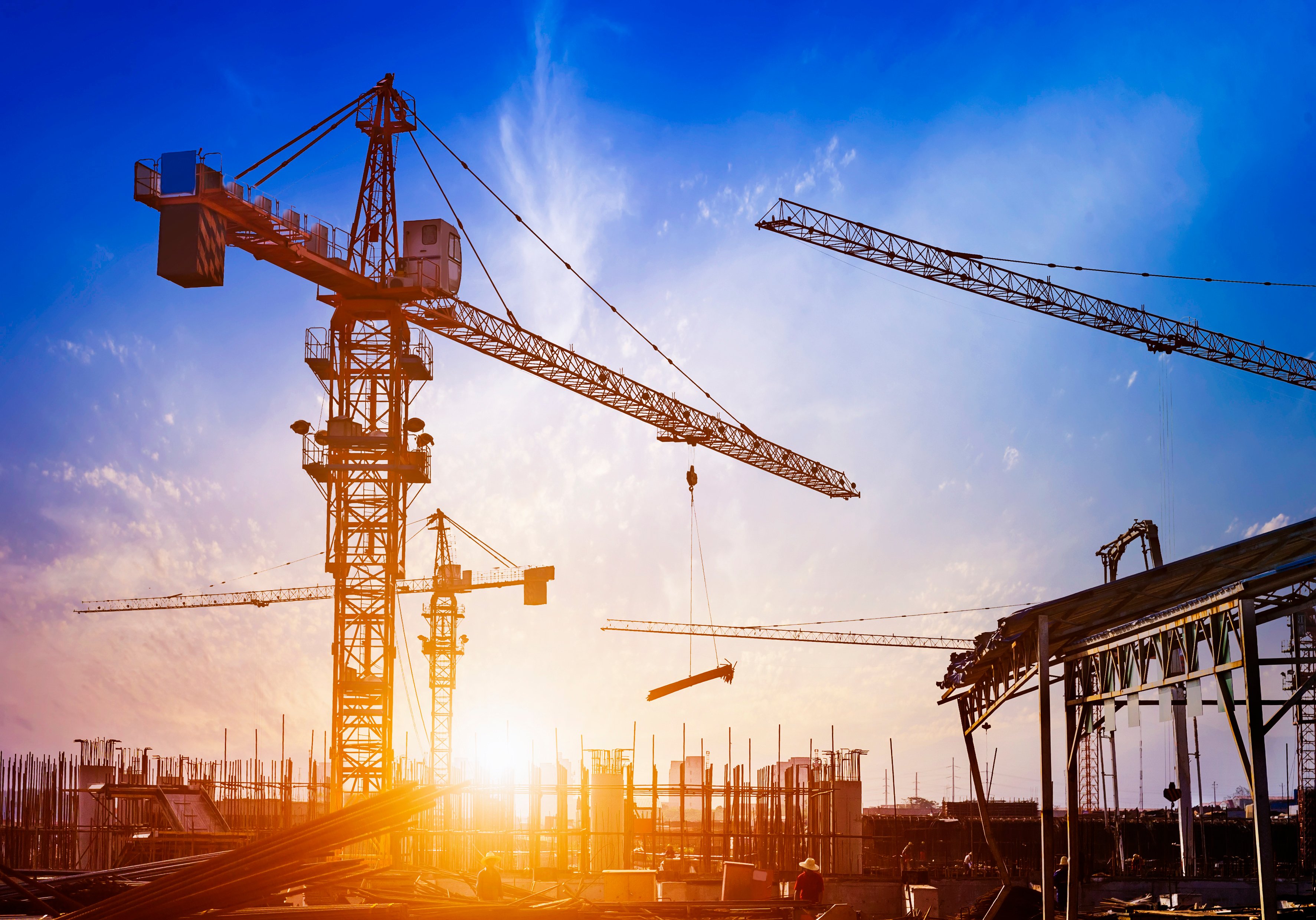 Cranes at a large construction site