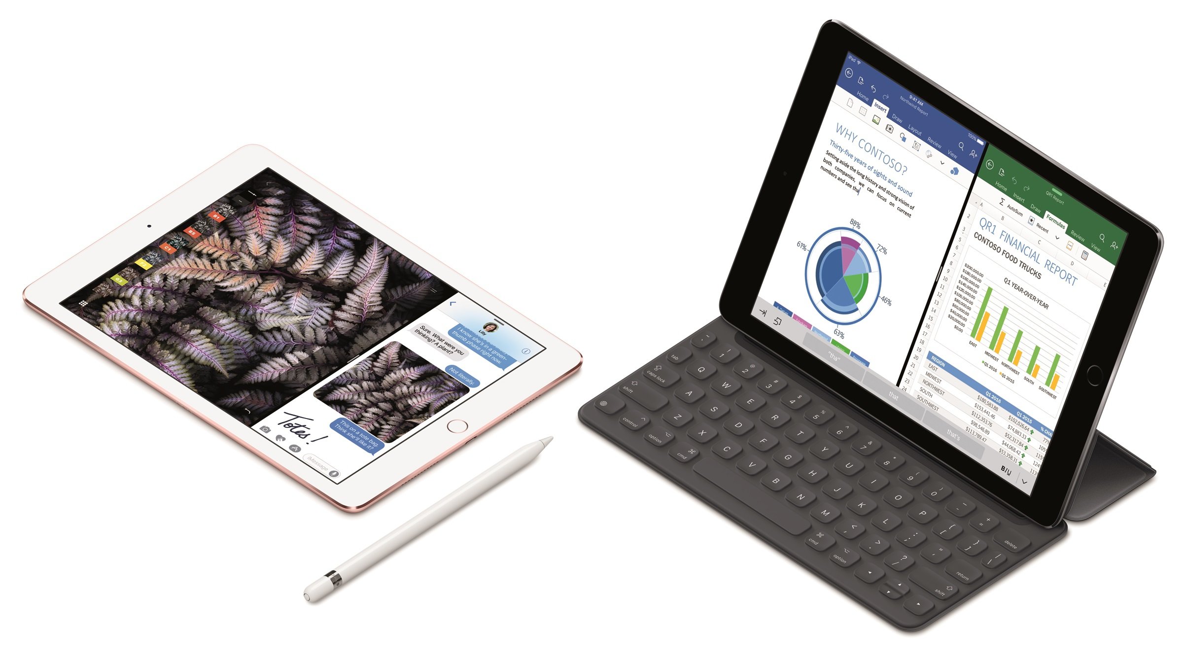 Apple's iPad with and without keyboard. 
