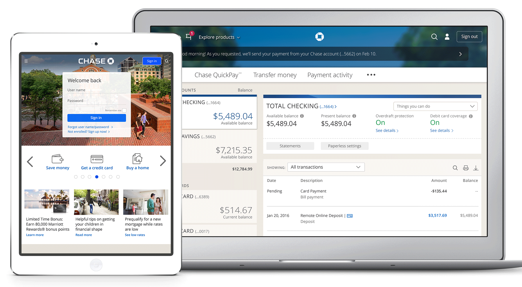 Chase's mobile banking app.
