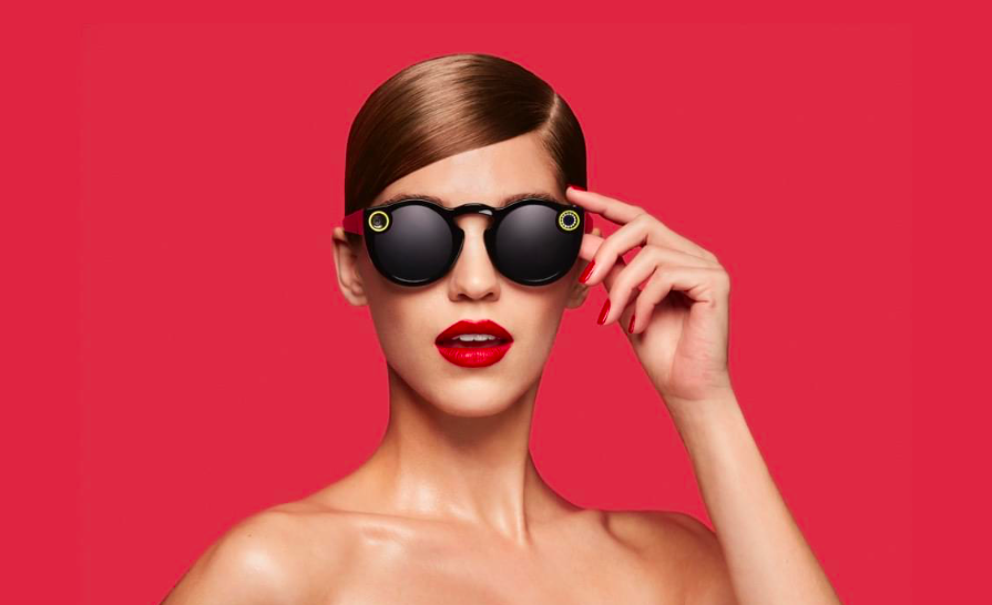 Woman wearing Snap Spectacles.