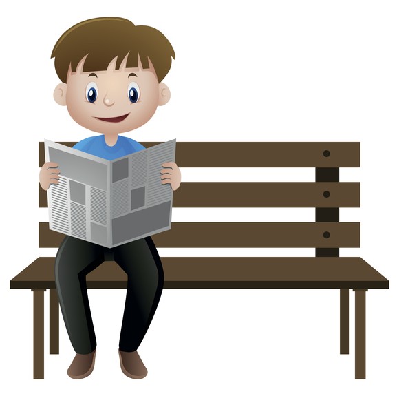 Cartoon image of a man reading a newspaper.