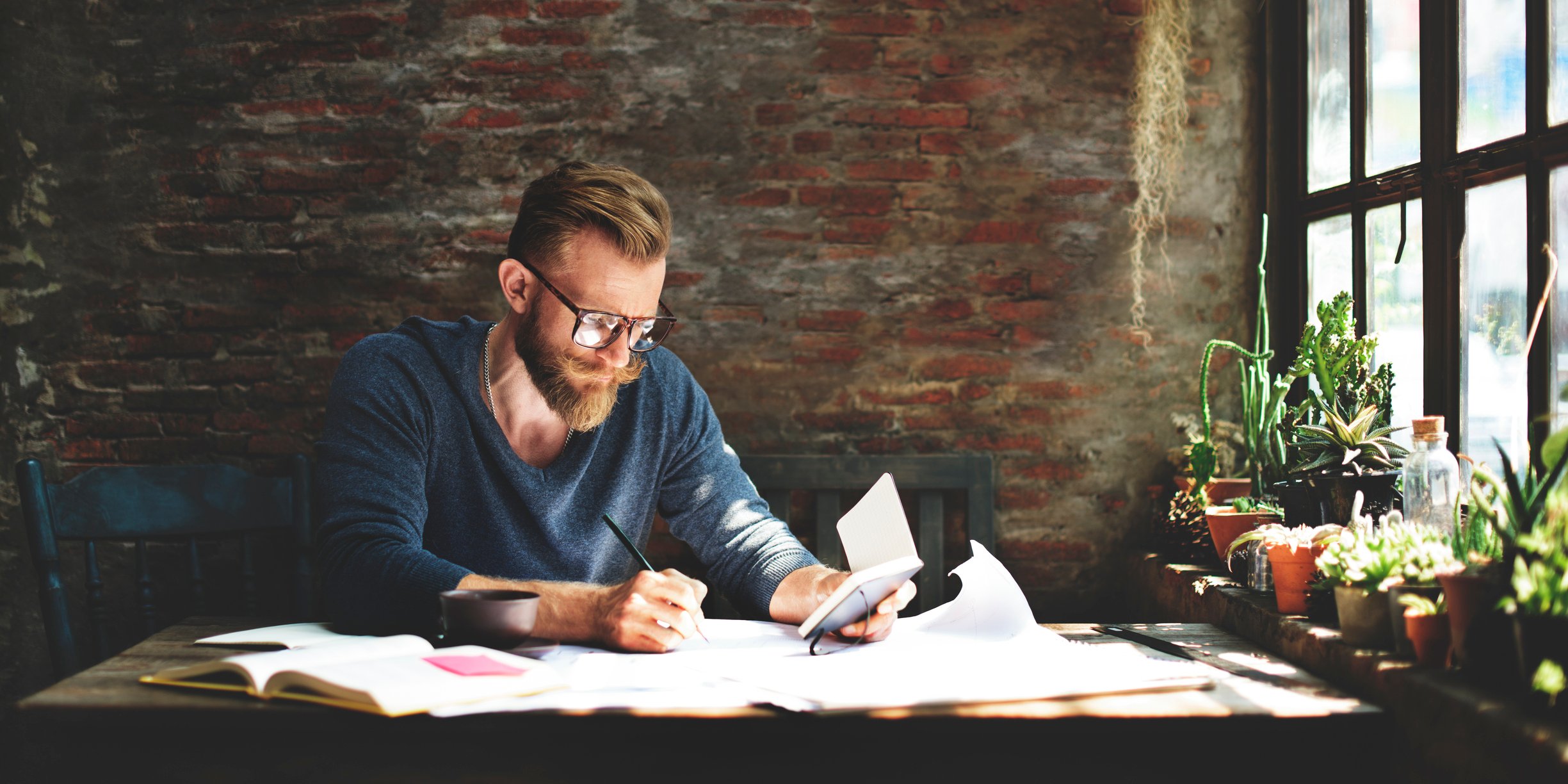 Man working at a table