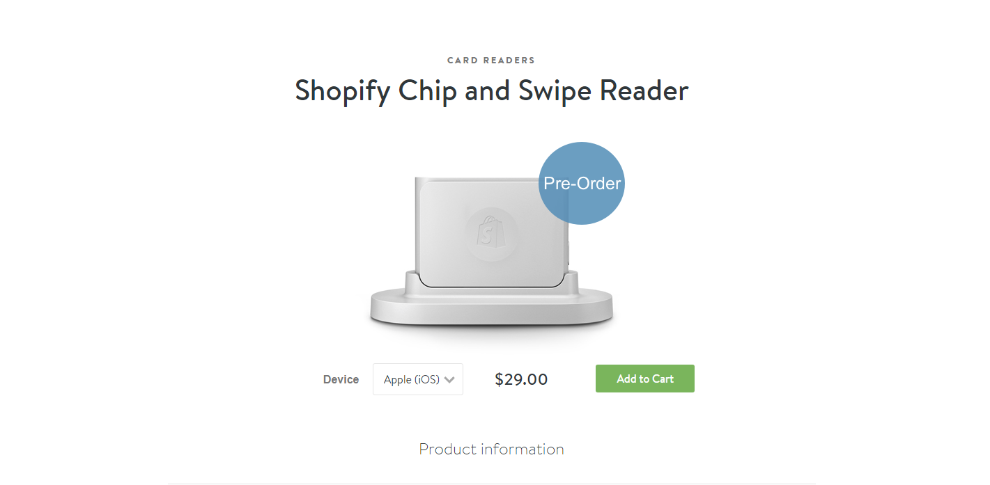 Shopify new chip and swipe card reader.