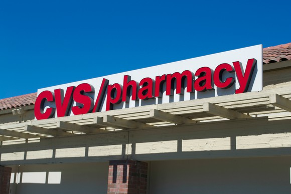 The sign outside a CVS pharmacy store.