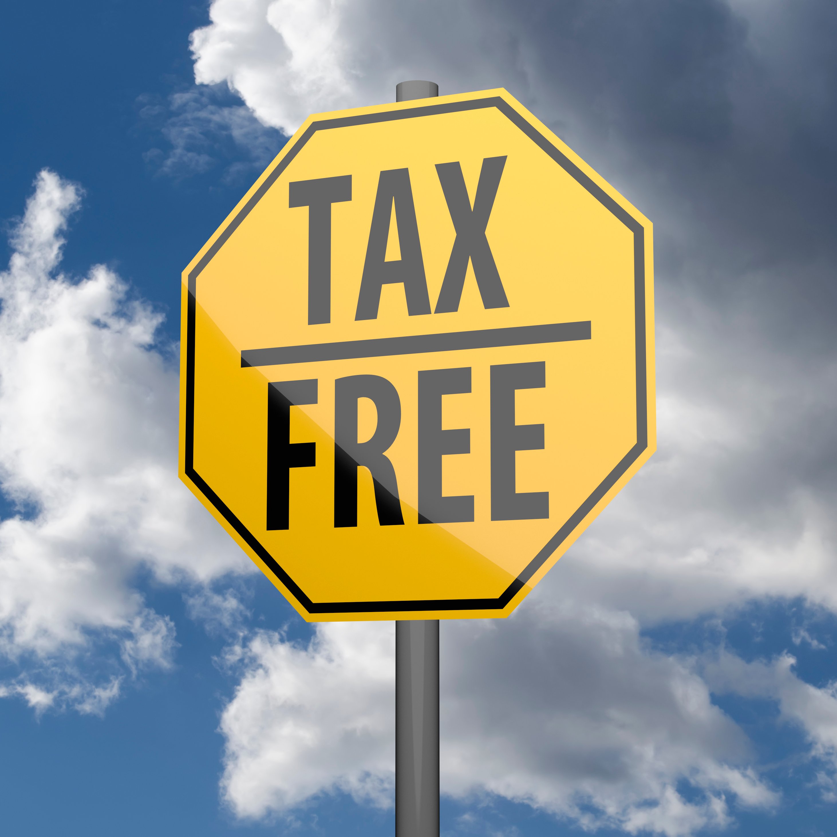 highway sign that says "tax free"