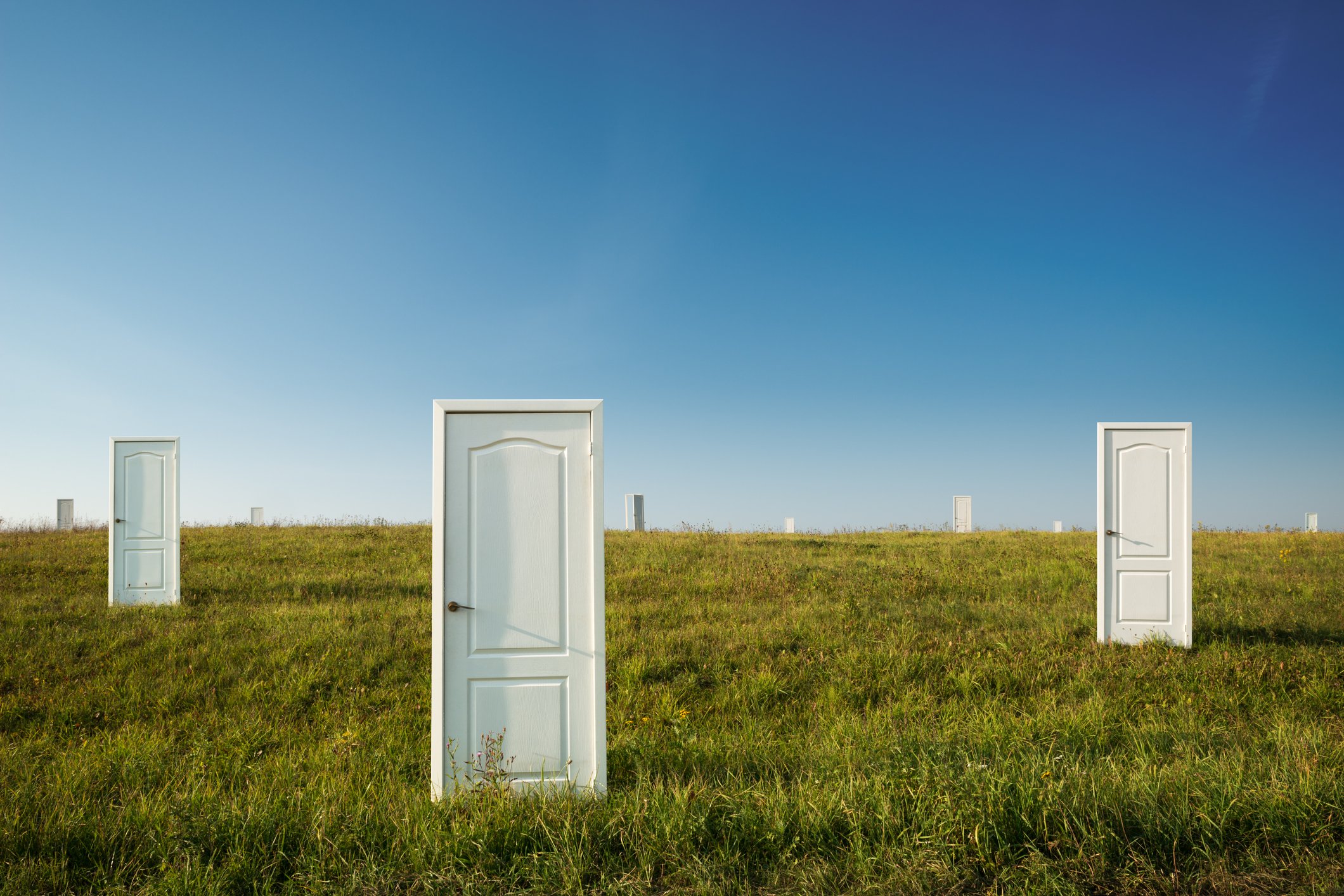 Doors in a field.