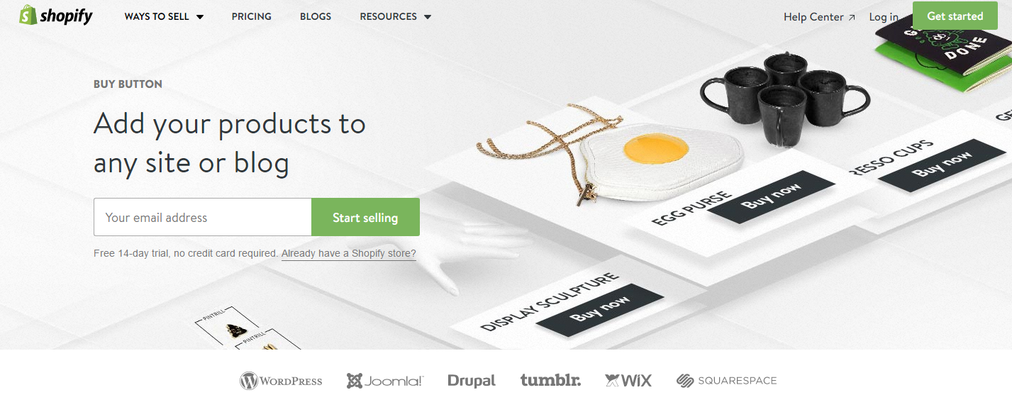 Shopify buy button embedded for blog sites.