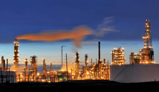 Smoke from an oil and natural gas processing facility.