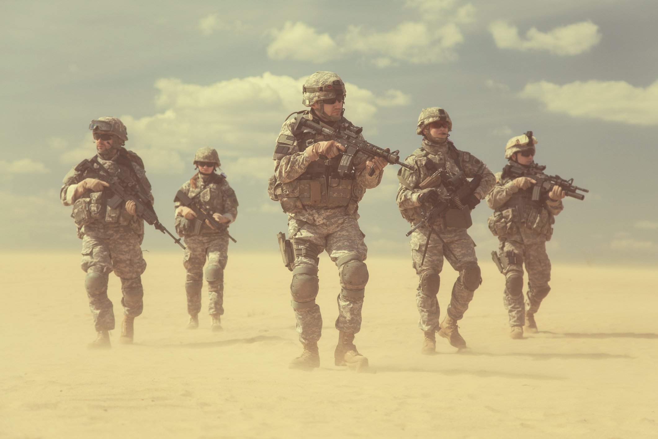 Infantry soldiers in the desert.