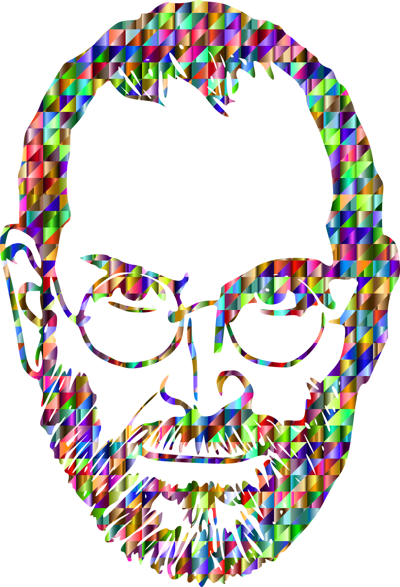 Image of Steve Jobs formed with colored bits
