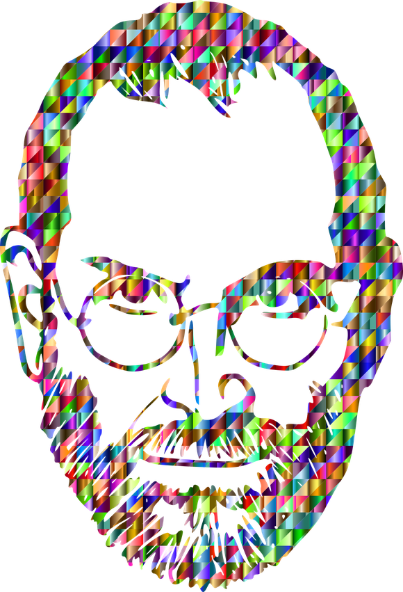 Image of Steve Jobs formed with colored bits