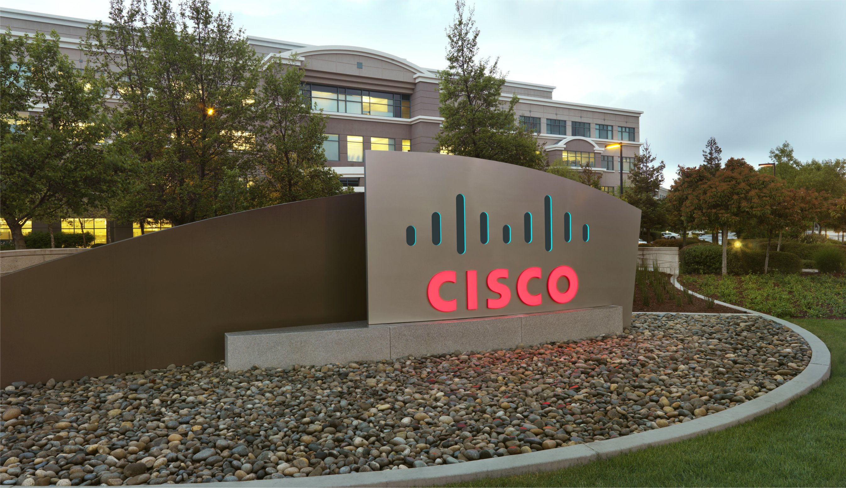 The exterior of Cisco's offices.