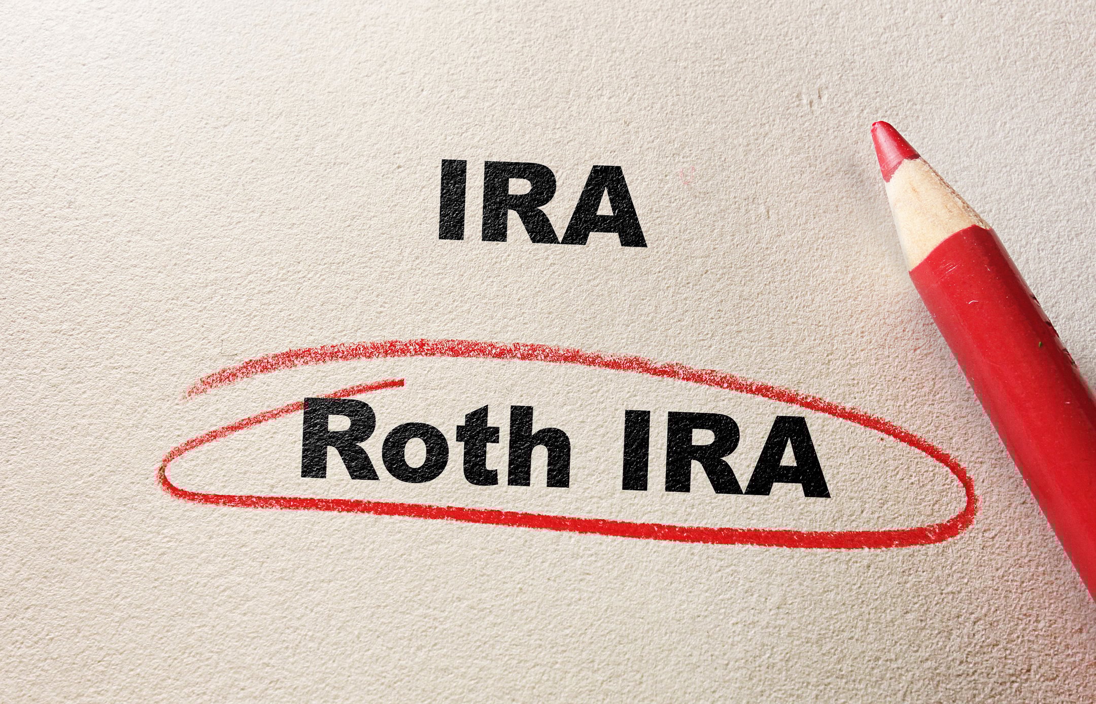 Paper with Roth and regular IRA, Roth circled.