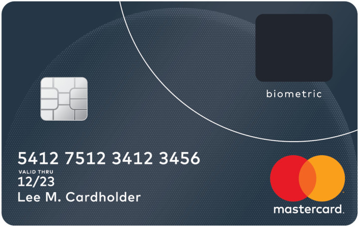A Mastercard credit card touting biometrics.