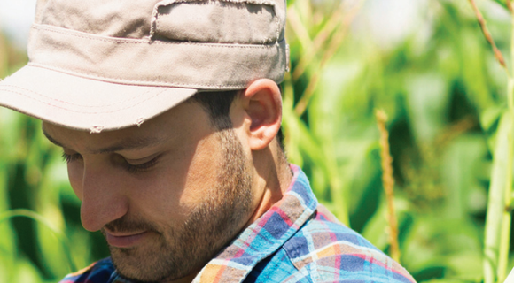 A farmer in a field.