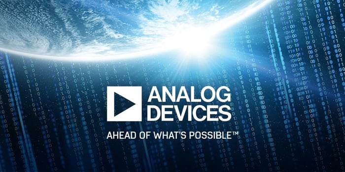 Image of Analog Devices' logo and the words "ahead of what's possible."