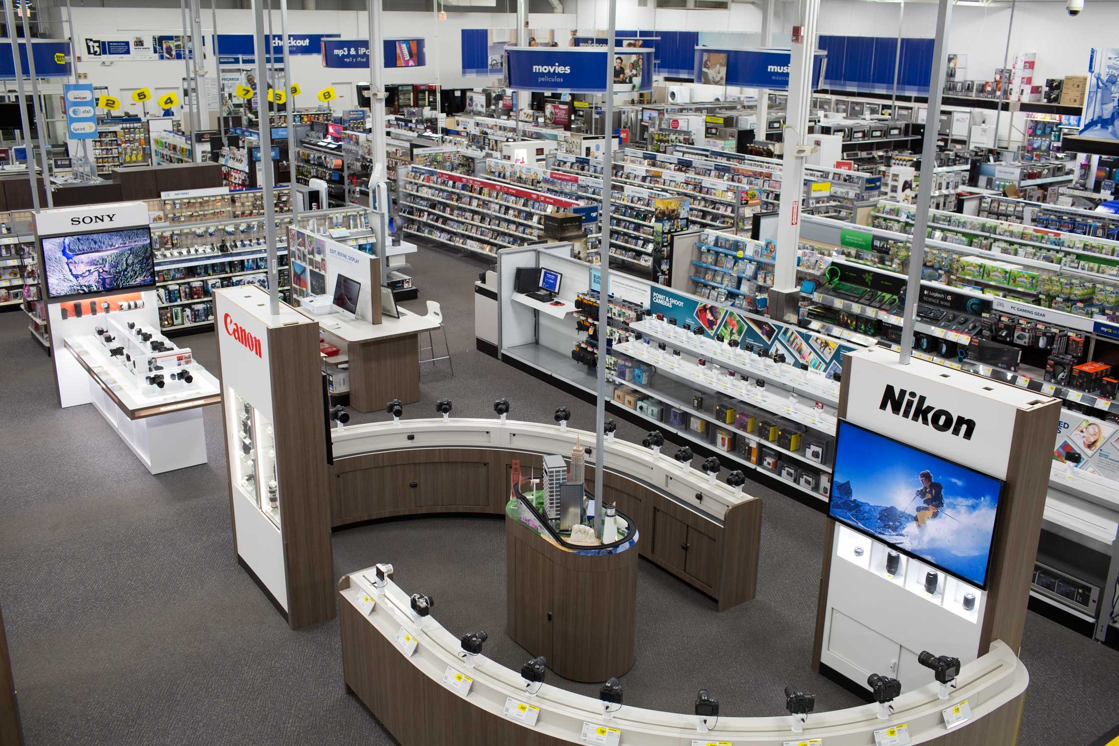 The inside of a Best Buy store.