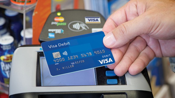A Visa debit card.