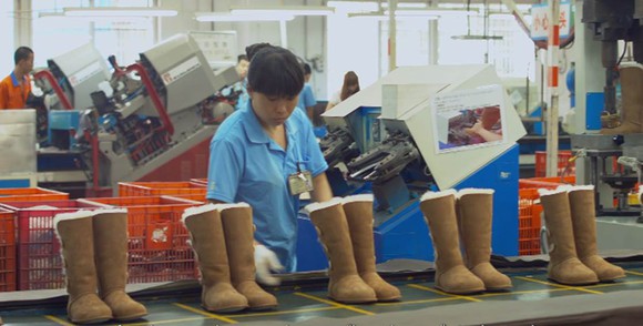 Assembly line for Uggs. 